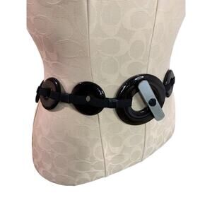 One Size Womens Reversible Statement Belt Stretch Elastic Toggle Clasp